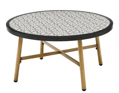 Hampton Bay Mix and Match Round Metal Outdoor Coffee Table with Ceramic Tile Top - Image 1 of 4
