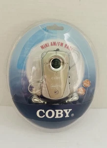 Coby Mini AM/FM Radio CX-71 With Earbuds In Silver NIB 8.25x7x1.5” Made In China - Picture 1 of 8