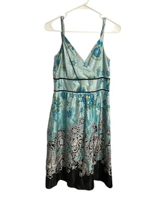 Vestido Adrianna Papell Seda Paisley Tirantes Torcidos Talla 8 - Imagen 1 de 6
