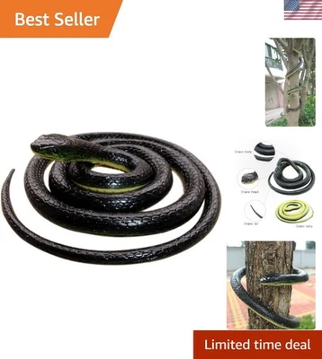 Juguete realista de serpiente negra de goma de 52 pulgadas para control efectivo de plagas y decoración divertida Foto 1 de 4