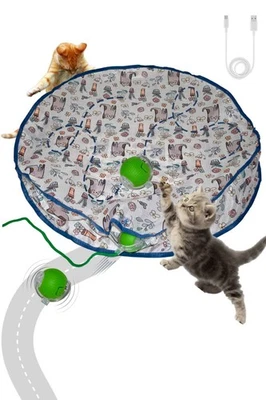Interactive Cat Toy with Rolling Ball and Mat - Image 1 of 2