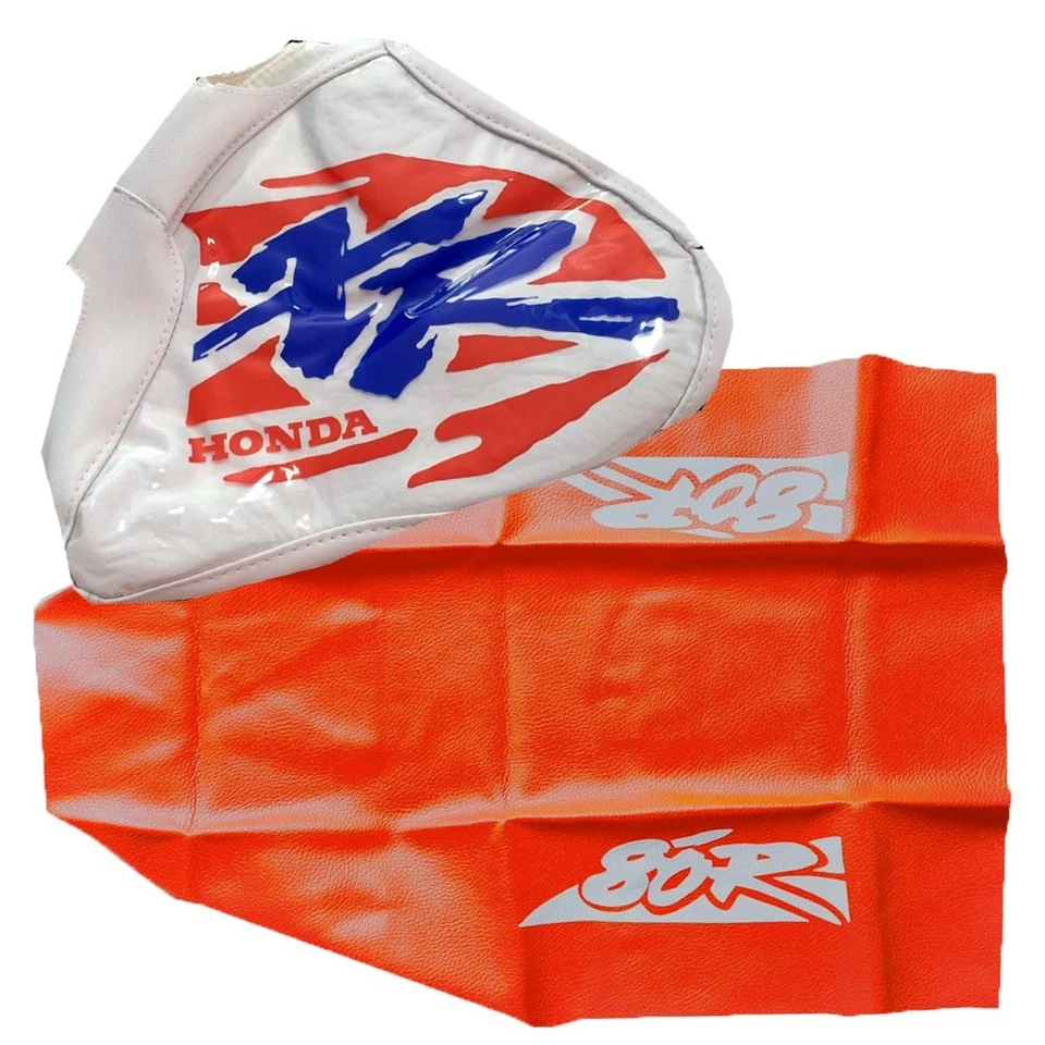 🏍️ 座椅套 + 储油槽盖 – 橙色 | 本田 XR80 XR80R(1994 年设计) — 第 1/4 张图片