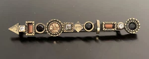 Vintage Patricia Locke Gold Plate Pin Brooch Swarovski Crystals 3.75” Long - Picture 1 of 4