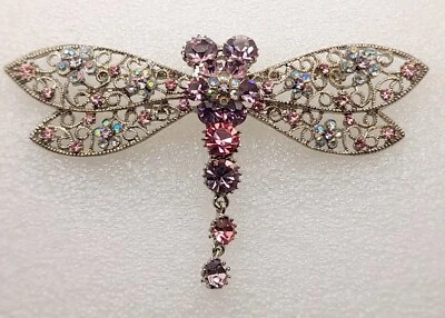 Broche P001 Lujo Libélula Moda Púrpura Multicolor Estrás Cristal Foto 1 de 4