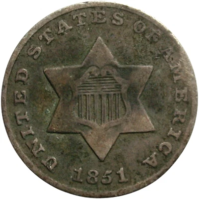 1851 3¢ Silver Piece - Image 1 of 2
