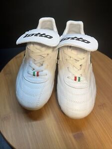 Lotto Primato LX Firm Ground Soccer Shoes Cleats Leather White Chrome Kid Size 5