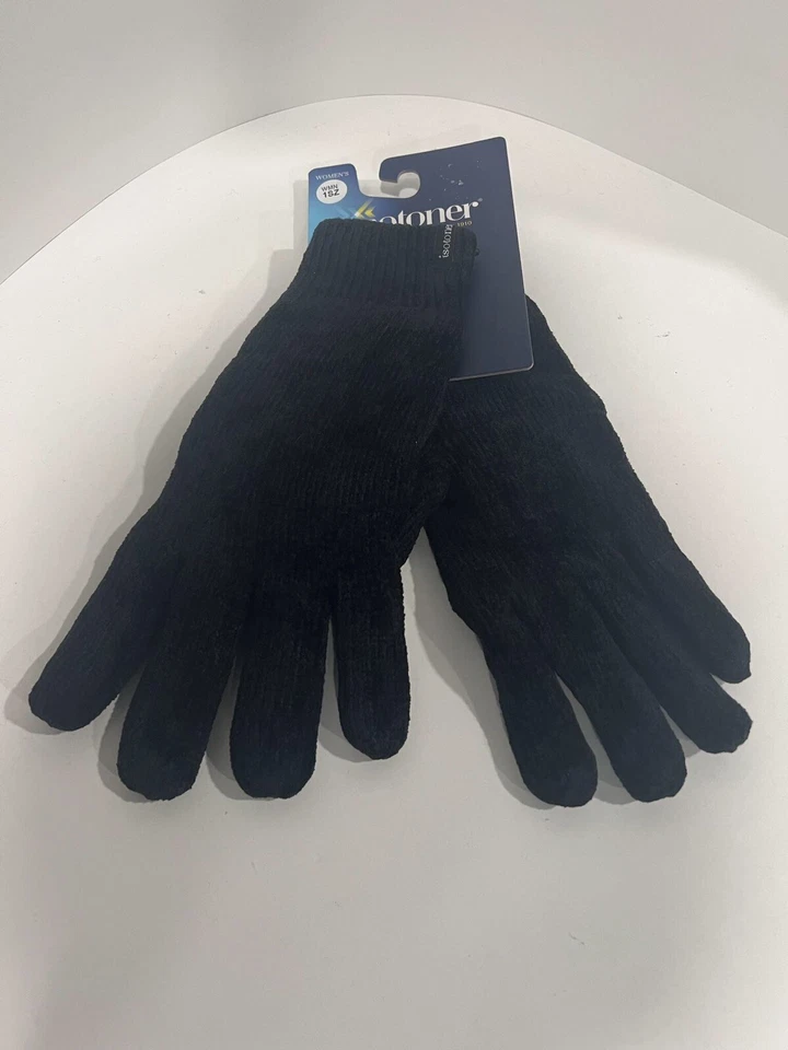 Isotoner Women's Chenille Winter Gloves Black One Size
