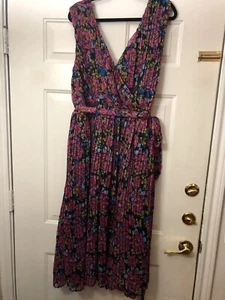 Modcloth 4 Chiffon Midi gefüttert Blumen Plissee Sommerkleid Neu mit Etikett - Bild 1 von 8
