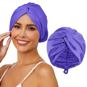 Adjustable Silk Satin Hair Bonnet for Sleeping Double Layer Hair Wrap Sleep C... - Picture 1 of 6