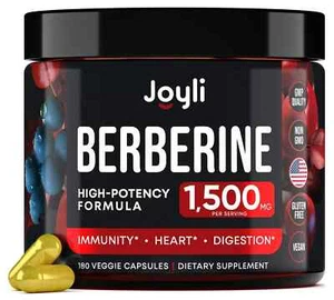 Berberine 1500MG & Citrus Bergamot, 180 Vegan Caps, Immunity & Heart Support - Picture 1 of 4