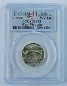2005-D West Virginia State Quarter - Satin Finish - PCGS MS 68 - Picture 1 of 2
