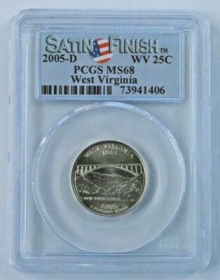 2005-D West Virginia State Quarter - Satin Finish - PCGS MS 68 - Image 1 of 2