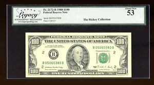 DBR 1988 $100 FRN New York Fr. 2172-B Legacy 53 Serial B05060380B - Picture 1 of 2