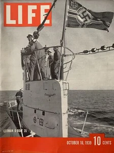 Life magazine October 16, 1939. German U-Boat 35, cover sheet only - Picture 1 of 1