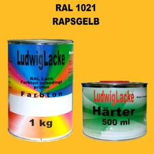 Maschinenlack RAL 1021 Rapsgelb 1,5 kg Set glänzend & 10tlg. Pinsel Set