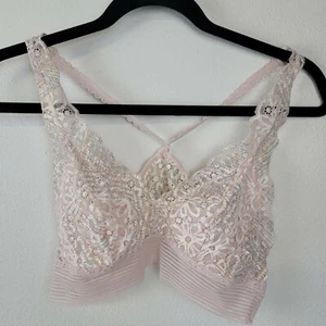 Victoria's Secret bralette lightly lined women's large light pink white Lace - Picture 1 of 7