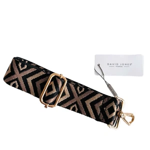 Replacement Crossbody Shoulder Bag Strap Black And Gold Adjustable - Brand New - Picture 1 of 2