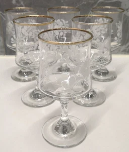 Regent Sherrygläser mit weißen Blumen und Goldrand von Dema 6er Set Vintage - Bild 1 von 6
