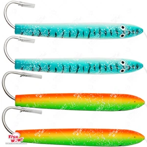 4pcs 6" Fishing Rigged Cedar Plug Tuna Mahi Trolling Wooden Lures 2-color 10/0 - Picture 1 of 7