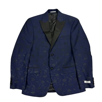 Alfani Mens Slim Fit Floral Evening Suit Jacket Navy Blue 36S - Image 1 of 4