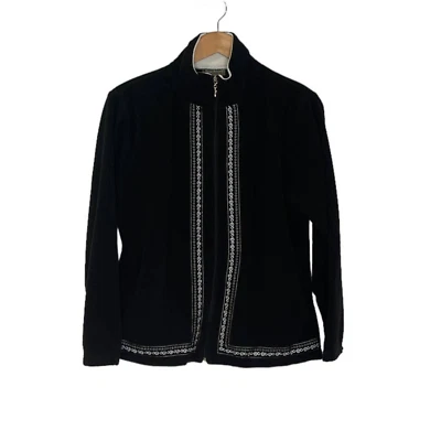 Chaqueta Jane Ashley polar negra detallada talla mediana Foto 1 de 4