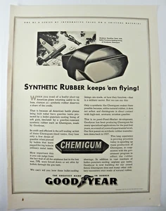 1942 Goodyear Print Ad~WWII~ World War II ~ "Synthetic Rubber Keeps "Em Flying!" - Picture 1 of 7
