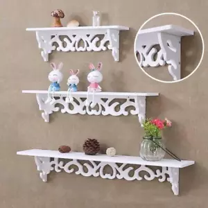 Set of 3 White Floating Wall Shelves Storage Display Shelf Unit Rack Bookcase UK - Picture 1 of 13