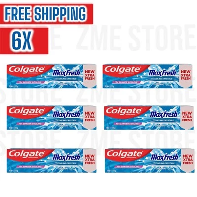 6 x 100ml Colgate Max Fresh Toothpaste With Cooling Crystals, Cool Mint (Blue) - Image 1 of 4