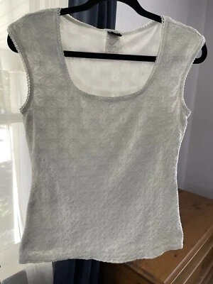 Top envolvente blanco sin mangas para mujer talla L catedral ventana patrón texturizado Foto 1 de 4