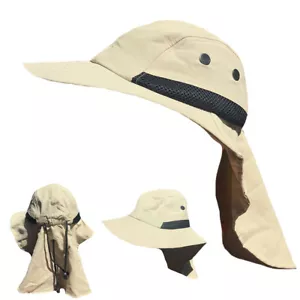Visiera Cappelli Sole Berretti Lunghi Patta Collo Copri Secchio Boonie Pesca Golf Spiaggia Estate - Foto 1 di 6