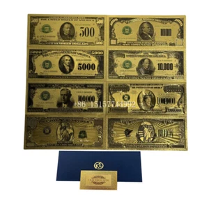 8pcs 500 1000 5000 10000 US Dollar USA Gold Banknotes President Bills Collection - Picture 1 of 10