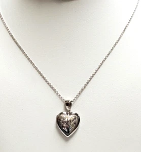 Rhodium Plated Sterling Silver  16" - 18" Adjustable Heart Locket By Artistry - Picture 1 of 6