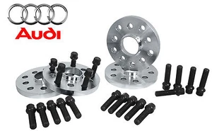 4 Pc Audi 5x112 12 & 20 MM Hub Centric Wheel Spacers W/ Black 14x1.5 Lug Bolts - Picture 1 of 6