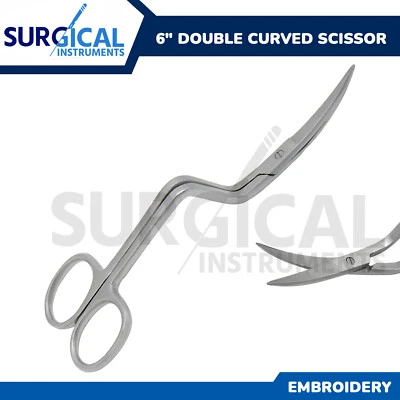 6" Pro BENT HANDLE Curved Embroidery Scissor Sewing German Grade Stainless Steel - Image 1 of 4