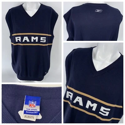 Colete Suéter Los Angeles Rams Reebok On Field XXL Azul Algodão NOVO YGI W4-57 - Imagem 1 de 4