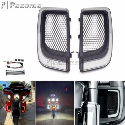 Luz de señal de giro LED carenado parrillas inferiores luces para Harley Touring Road Glide Foto 1 de 4