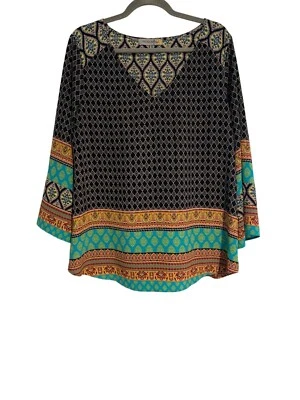 Túnica boho Figueroa & Flower para mujer cuello en V multicolor ligera XL top artístico Foto 1 de 4