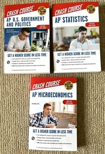 Lot of 3 - Crash Course Paperbacks AP Microeconomics, Statistics, US Government - Picture 1 of 7