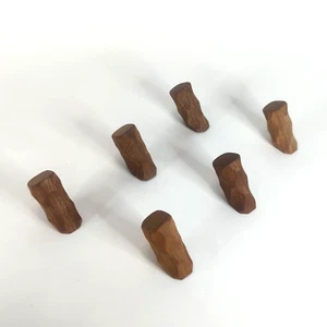 Natural Wooden Wall Hooks 6 Pack Wall-Mounted Wood Coat Hangers w/ Hardware - Picture 1 of 6