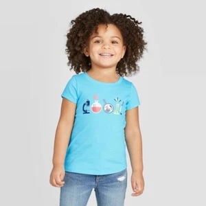 Toddler Girls' Short Sleeve 'Cool' Graphic T-Shirt - Cat & Jack Blue 2T - Picture 1 of 1