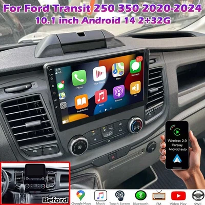 2+32G Android 14 Car Radio Stereo GPS Carplay For Ford Transit 250 350 2020-2024 Foto 1 de 4