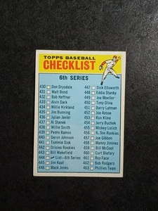 Vtg 1966 Topps #444 6th Series Checklist Baseball Card Unmarked EX - Picture 1 of 15