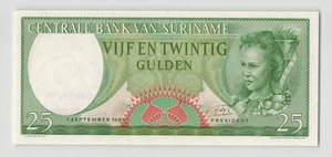 SURINAME 25 Gulden 1963, P-122, Original UNC Uncirculated, Rare Note. - Picture 1 of 2