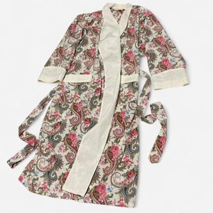 Vintage 90s Victoria's Secret Gold Label Floral Paisley Belted Maxi Robe Kimono - Picture 1 of 8