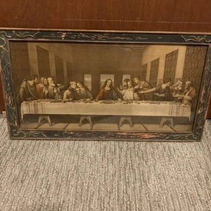 Abendmahl im antiken Rahmen 22” x 12” großes Rechteck - Bild 1 von 18