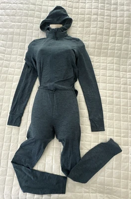 EDDIE BAUER Womens XS Green Jumpsuit Baselayer One Piece Catsuit Hooded Outdoor - Image 1 of 4