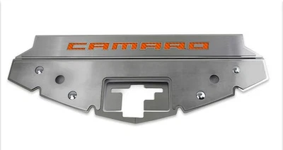 Placa de cabezal frontal naranja fibra de carbono vinilo "CAMARO" para Camaro 16-20 [cepillado] Foto 1 de 3