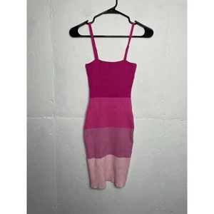 Moda Nova Acanalado BodyCon Mini Vestido Rosa Color Bloque Talla Pequeña  - Imagen 1 de 7