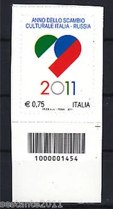 ITALIA 2011 SCAMBIO CULTURALE ITALIA RUSSIA CODICE A BARRE 1454 MNH ** A60 LEGGI - Picture 1 of 1