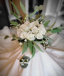 Wedding Bouquet and Boutenniere Bridal Flower Bouquet - Picture 1 of 9